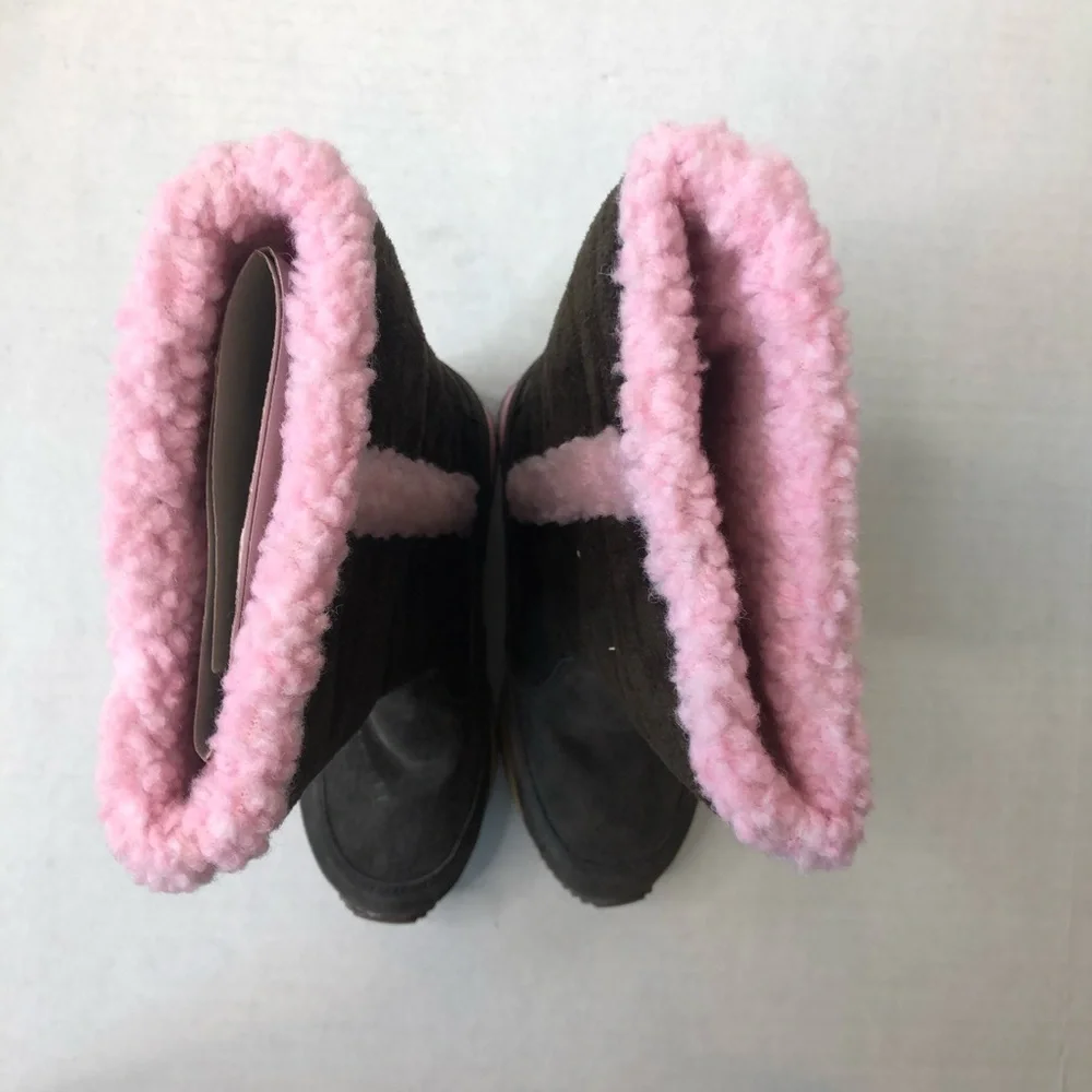 Volatile Girls Brown Boot With Pink Fur Lined